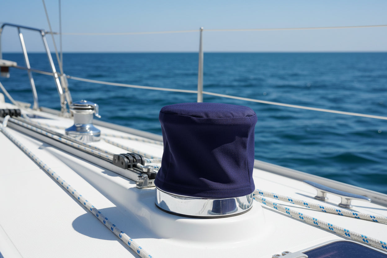 Custom Sailboat Winch Covers made with Sunbrella® or Top Notch 9 - FREE SHIPPING - UV Protective Marine Guard with Lifetime PTFE Thread