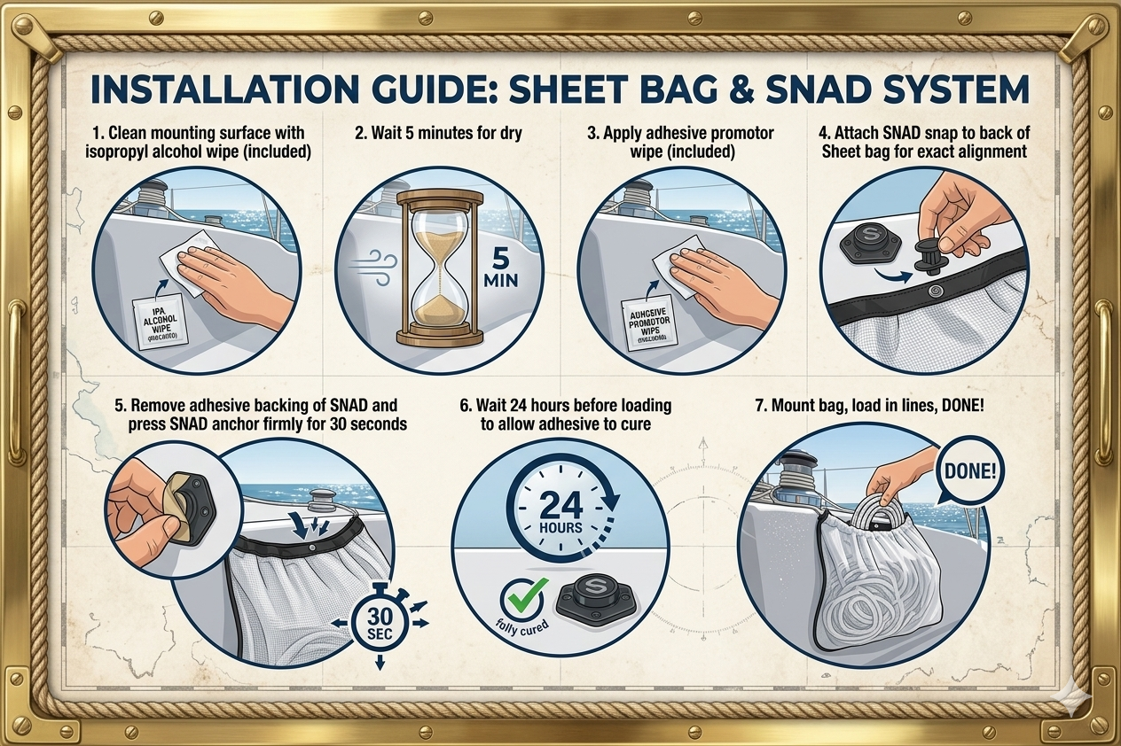 Sailboat Sheet Bag – Handmade Canvas, No-Drill SNADS Mount